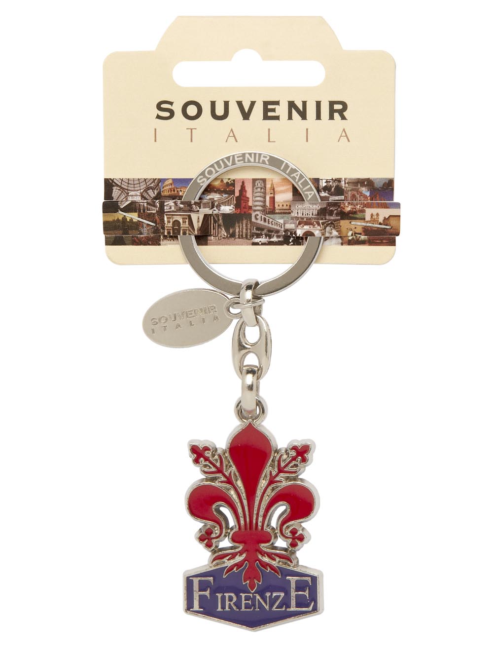 Prodotto Souvenir Italia: Portachiavi Metallo Italia Firenze giglio