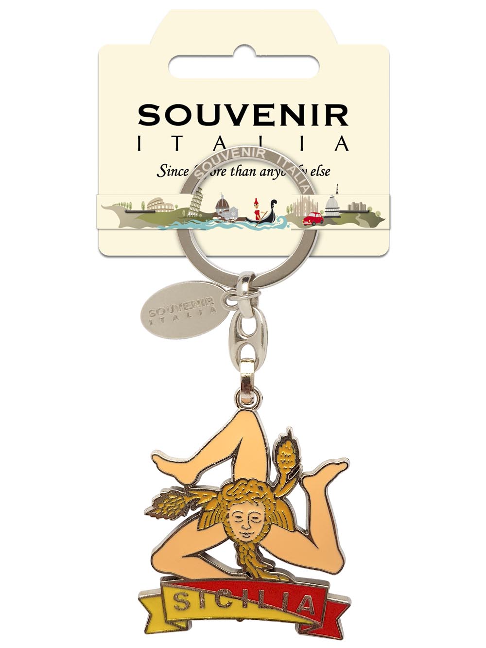 Prodotto Souvenir Italia: Portachiavi Metallo Sicilia