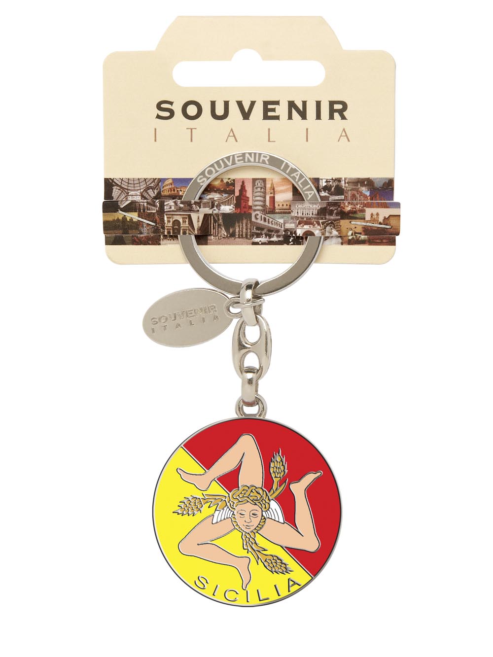Prodotto Souvenir Italia: Portachiavi Metallo Sicilia