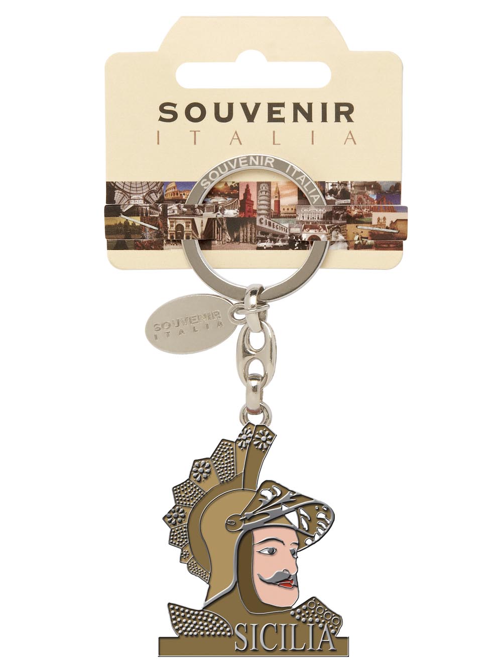 Prodotto Souvenir Italia: Portachiavi Metallo Sicilia