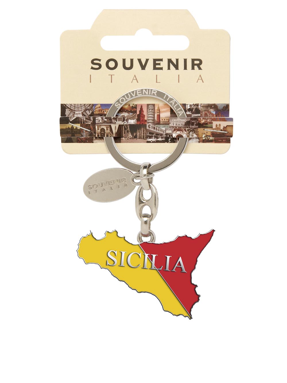 Prodotto Souvenir Italia: Portachiavi Metallo Sicilia